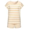 Shorty S.OLIVER, Damen, Gr. 40/42, beige (beige, weiß, gestreift), Single Jersey, Obermaterial: 60% Baumwolle, 40% Polyester, gestreift, unifarben, casual, loose fit kurz, Rundhals, Kurzarm angeschnitten, Homewear-Sets, mit garngefärbten Streifen im...