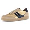 Plateausneaker GABOR, Damen, Gr. 41, karamell, schwarz, Ziegenveloursleder, Glattleder, kontrastfarbene Details, sportlich, Schuhe, Freizeitschuh, Halbschuh, Schnürschuh mit gepolstertem Schaftrand
