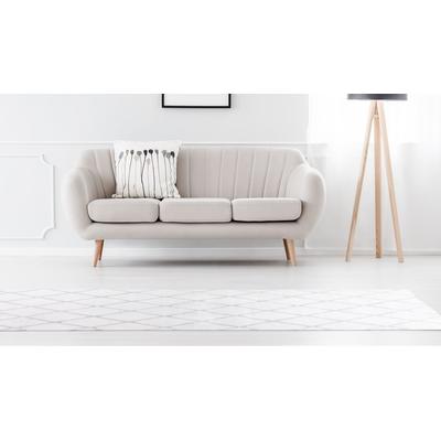 Läufer MY HOME "Tilana" Gr. 12, weiß (weiß, creme), B:80cm H:20mm L:250cm, Kunstfaser, Teppiche, besonders weich durch Mikrofaser, Rauten-Design Image