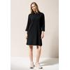 Blusenkleid CECIL, Damen, Gr. 3XL (48), US-Größen, schwarz, Stoff, 55% Polyester, 44% Viskose, 1% Elasthan, unifarben, casual, comfort fit kniefrei, V-Ausschnitt, 3/4-Ärmel Bündchen, Kleider, mit Knopfleiste