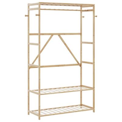 vidaXL Clothes Rack with Shelves Hanging Coat Hook Rack Clothing Stand Bamboo