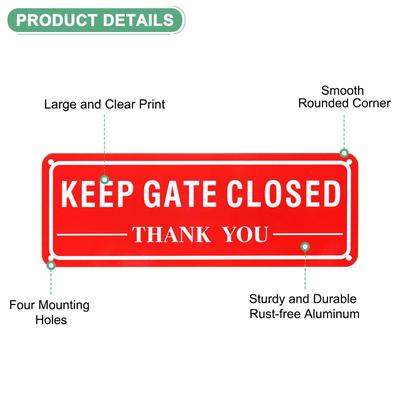 2-Pack Keep Gate Closed Thank you Sign for Home