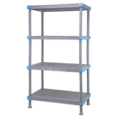 Quantum Food Service QP243662V3S1 36" NSF 4-Tier Polymer Shelf - Millenia, 24"W, 62"H, Gray