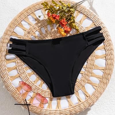 TEMU Women's Sexy Solid Color Swim Shorts, Polyamide 80% Elastane 20%, Medium Stretch Knit Fabric, 195 G/m², No Belt, Conventional Bottom, For Swimming Image
