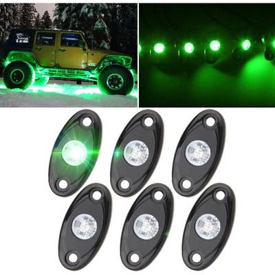 Linghhang - 6er-Pack grünes LED-Rock-Light-Kit mit 6 Pods für Geländewagen, lkw, Auto, atv, suv,