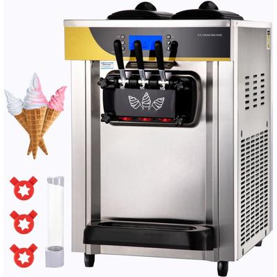 Commercial Ice Cream Maker 22-30L/H 2200W Soft Serve Maschine 2x6L Hopper 2L Zylinder LCD-Panel,