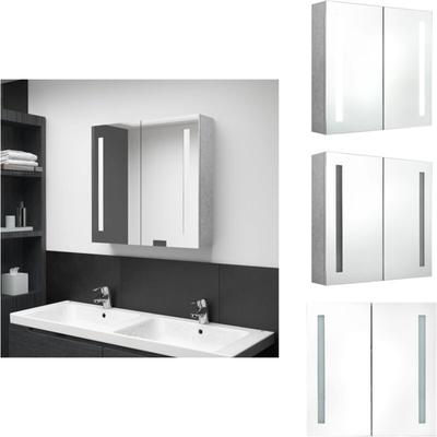 Vidaxl - LED-Bad-Spiegelschrank Betongrau 62x14x60 cm - LED-Spiegelschrank - Badezimmermöbel Image