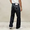 Trend Buddha Baggy Hosen Hip Hop Streetwear Schwarze Jeans Mode Gestickte Y2k Gothic Gerade Bein Breite Bein Jean Männer Kleidung