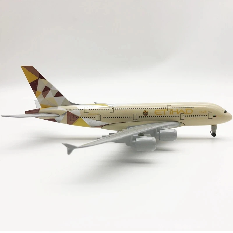 20 cm Legierung Flugzeug Modell A380 Flugzeug Airbus Etihad Airways Harz Flugzeug Spielzeug Modell Sammlung Hobby Geschenk
