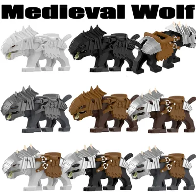 MOC Mittelalterliche Burg Militärische Burg Krieg Wolf Bausteine Monster Krieger Montieren Zubehör Image