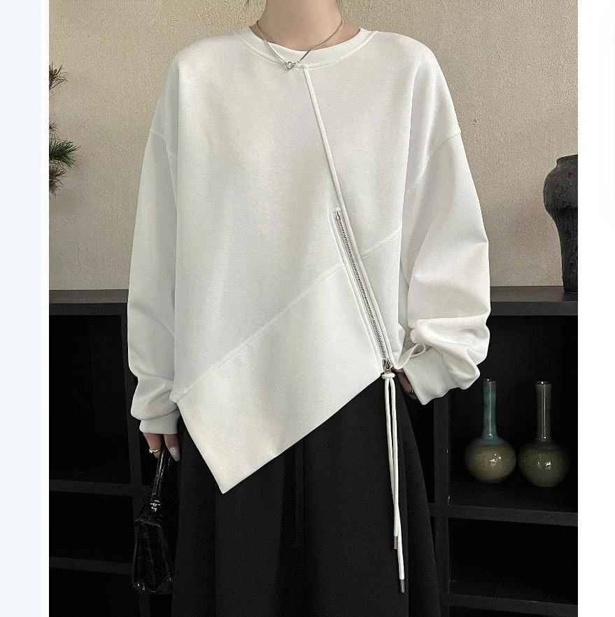 Zipper Sweatshirts Women Fashion White Pullovers Women Clothing Autumn Clothes Women