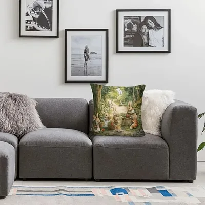 Ostern Dschungel Kaninchen Cartoon Druck Kissenbezug Weiche Wurf Kissen Sofa Auto Dekor Hause Geschenk Wohnzimmer Schlafzimmer Image