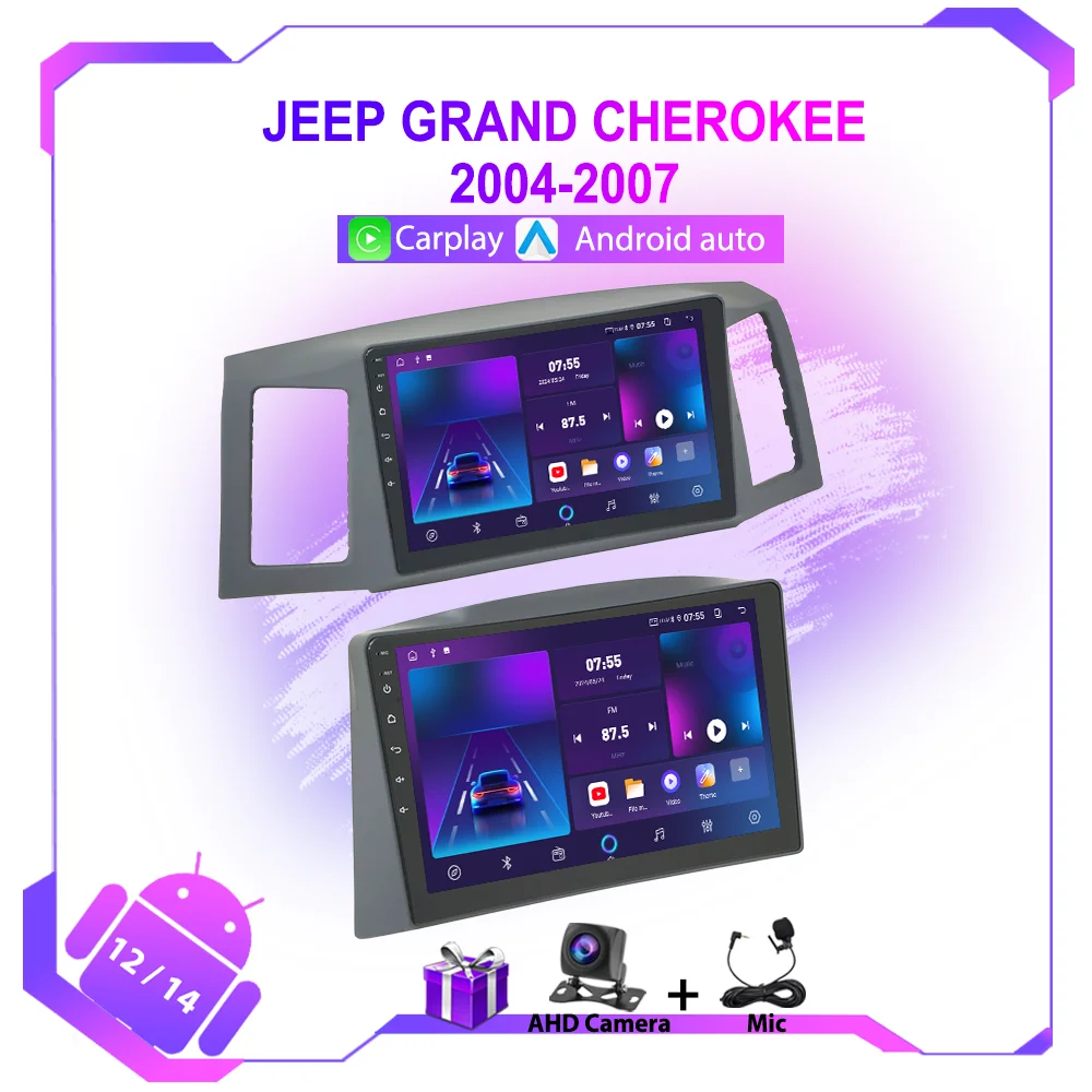 Android 12 carplay android auto radio für jeep grand cherokee 2004 2005 2006 2007 4g wifi auto multimedia gps navigation 2din hu Image