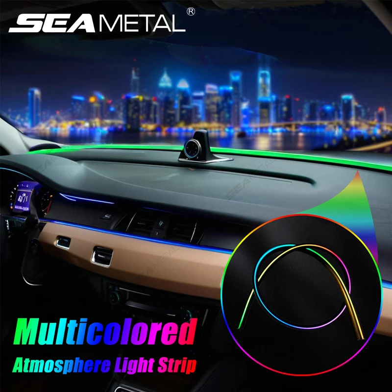 SEAMETAL Auto-Armaturenbrett ‌ Umgebungslicht ‌ RGB-LED-Kabinen-Umgebungslampe, App-Steuerung, automatischer Armaturenbrett-Lückenfüller, Lichtleiste, 140 cm/150 cm