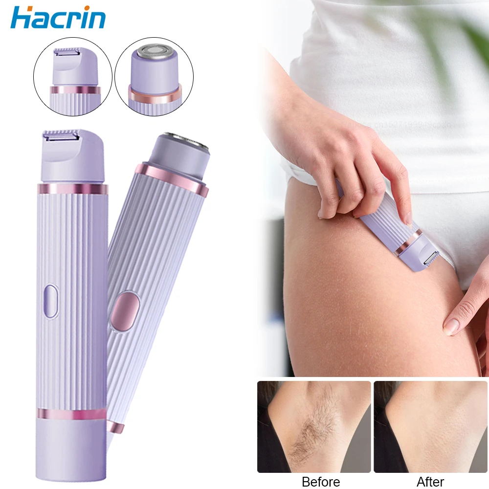 Elektrorasierer für Frauen, wasserdicht, für nasses und trockenes Haar, 2-in-1, Doppelkopf, Unterarm, Bikini, Bart, Haarschneider, Elektrorasierer Image