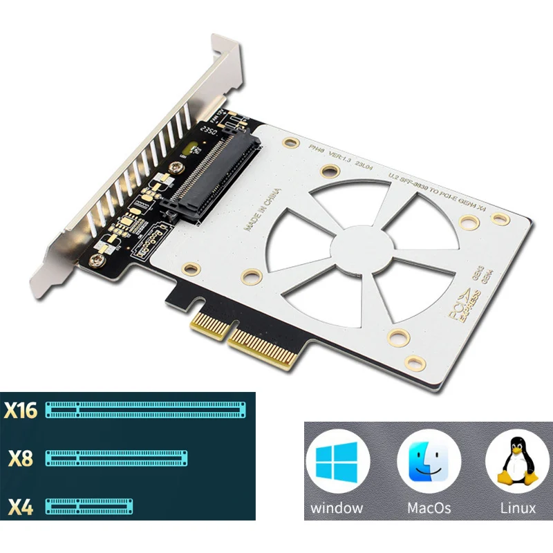 PH46 U2 PCIe X4-U.2 zu SFF-8639 SSD GEN4 Konverter SFF-8639 SSD GEN4 zu PCI-E X4 X8 X16 Verlängern Karte Schnelle Datenübertragung Adapter Image