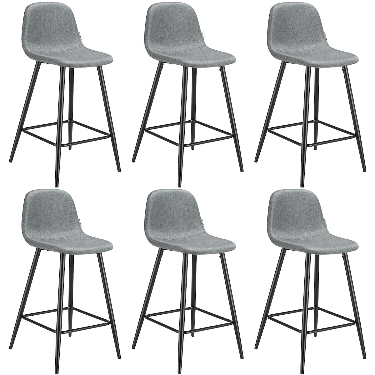 TECTAKE Thekenstuhl Willow mit Rückenlehne, gepolstert 6er Set Image