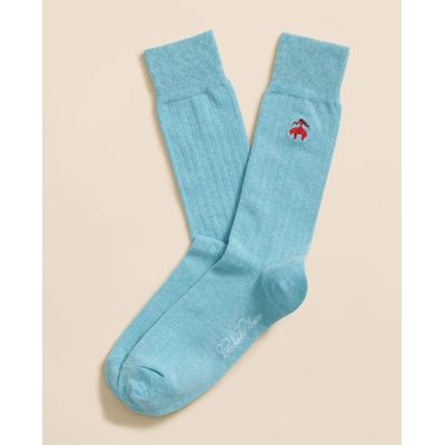 Brooks Brothers Men's Cotton Blend Ribbed Socks with Embroidered Golden Fleece | Bright Blue