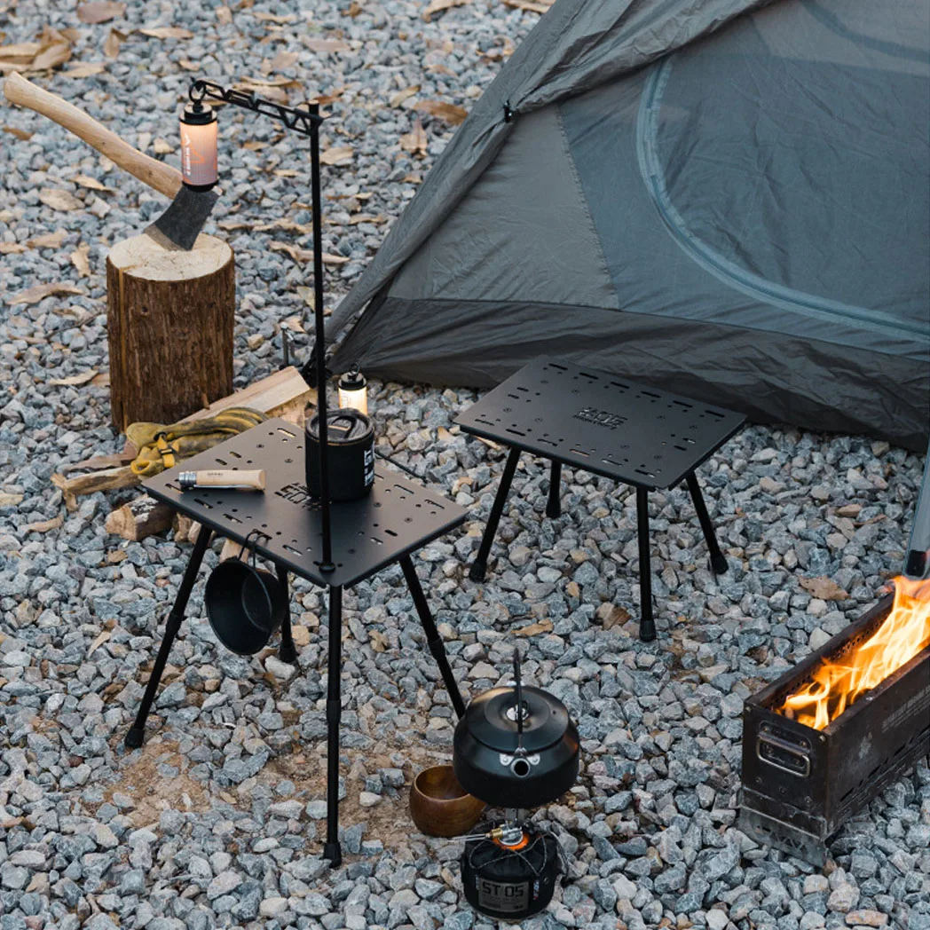 ShineTrip Taktischer Tisch, hochbelastbare Matten, tragbarer Klappstuhl für den Außenbereich, Erweiterungsaluminium-Klapptisch, Aluminiumgehäuse