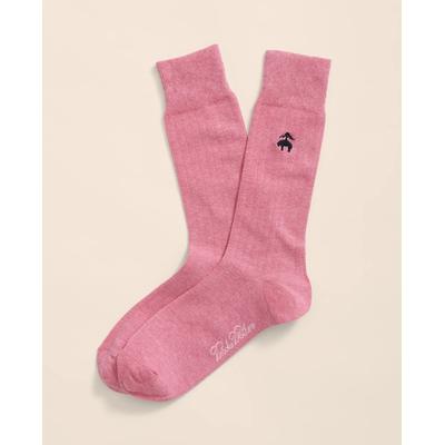 Brooks Brothers Men's Cotton Blend Ribbed Socks with Embroidered Golden Fleece | Bright Pink