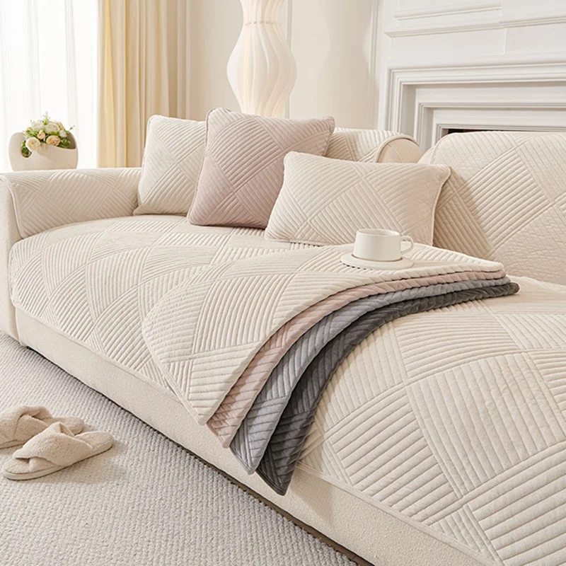 1PC Einfarbig Weiche Sofa Matte Abdeckung für Wohnzimmer Nordic Lounge Ecke L Sofa Handtuch Schonbezug Nicht-slip Hause Couch Schutz