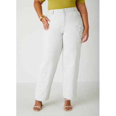 Plus Size Butterfly Straight Leg Jeans