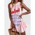 Per donna Mini Abito Abito a Tubino Abito a trapezio Abito Estivo Abito a spalle scoperte Casual Quotidiano Vestibilità regolare Floreale Tinta a nodi Senza Maniche Girocollo Rosa Blu Viola Fucsia