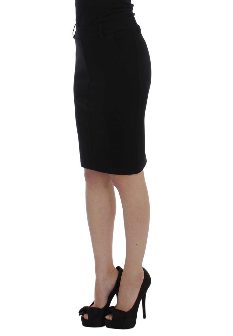 PLEIN SUD Damen Strick Bleistiftrock Schwarz Image