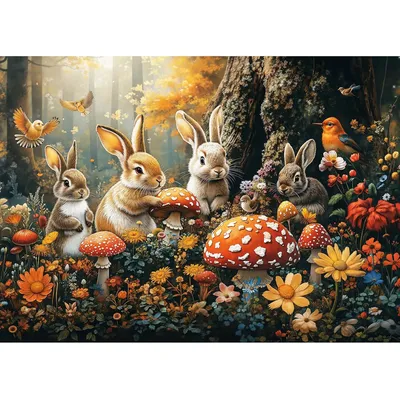 300/500/1000 Pieces Adult Bunny and Forest Jigsaw Puzzle Stress Relief Entertainment Toys Animal