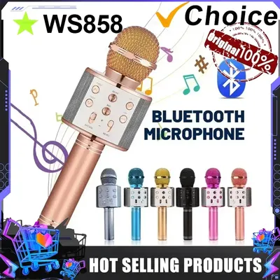5 in 1 Karaoke Microphone for Kids Singing Wireless Bluetooth Microphone with LED Lights Machine
