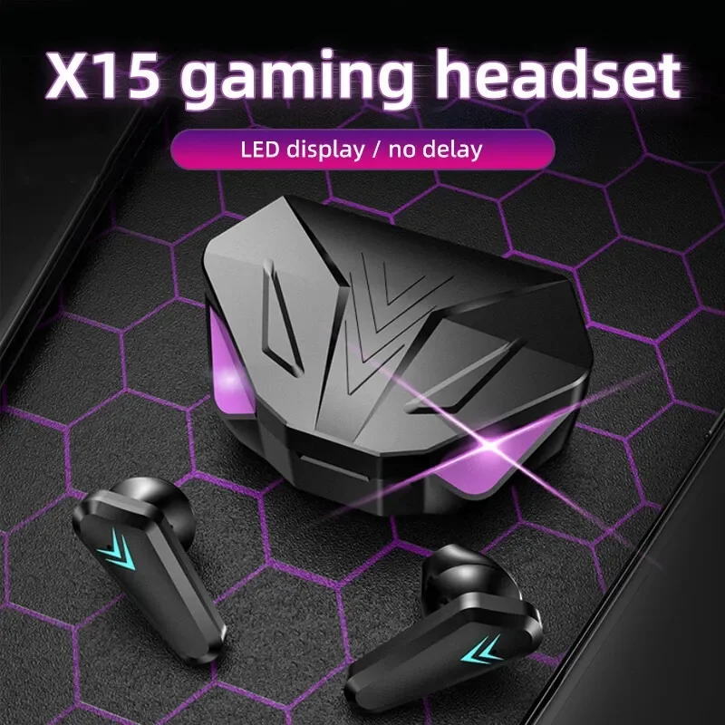 X15 TWS Auricolari da gioco Auricolari Bluetooth senza fili con microfono Bass Audio Posizionamento del suono Cuffie HiFi per musica stereo 9D per giocatori