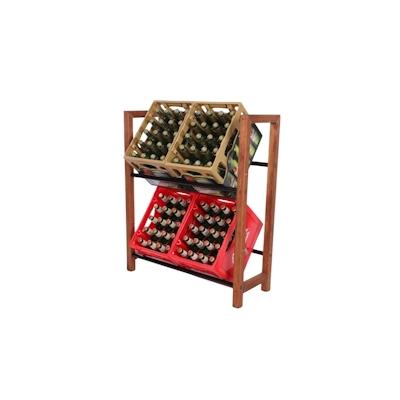 PROREGAL Getränkekistenregal HUNSRÜCK HxBxT 95x82x32cm 4 Kisten auf 2 Ebenen Massives Kiefernholz Braun geölt Getränkekistenständer Kistenregal Image