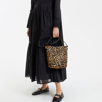 Leather Leopard Bucket Bag