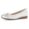 Ballerina GABOR "Florenz", Damen, Gr. 39, silber (sanftes weiß, silberfarben), Kalbsleder, klassisch, Schuhe, Halbschuh, Schlupfschuh, Businessschuh, Ziersteppungen, Weite G