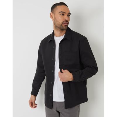 Black Relaxed Fit Cotton Twill Shacket