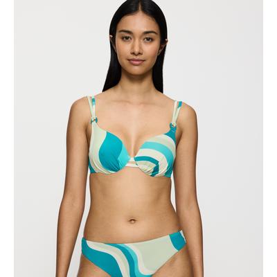 Bügel-Bikini-Top TRIUMPH "Summer Mix & Match WP 02 pt", Damen, Gr. 44, Cup E, blau (blau, light combination), Microfaser, Obermaterial: 80% Polyamid, 20% Elasthan, modisch, Bikini-Oberteile, gefüttert, Zierringe, Doppelträger vorn Image
