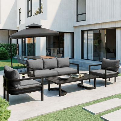 Roomfitters Outdoor Steel Sofa Set, Waterproof and Rust-Resistant, Patio Furniture for Garden