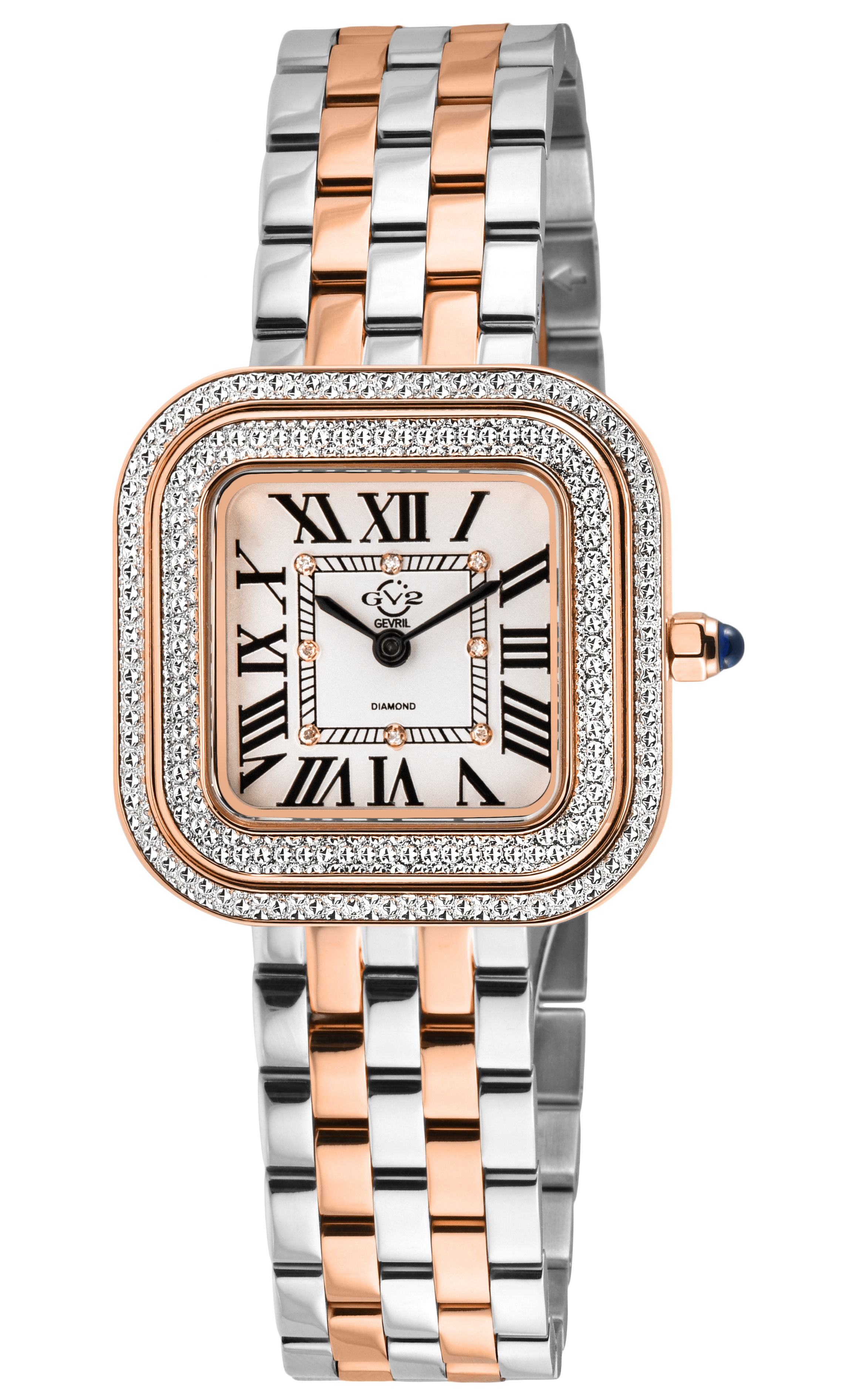Gv2 Womens Bellagio Swiss Made Diamond Watch, Silver-white Dial, Two Toned Ss/iprg Bracelet - Silver & Gold - One Size