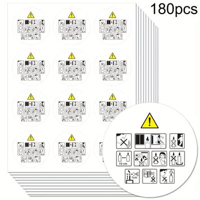 TEMU 90/180pcs Candle Safety Labels, 1.65 Inch Self-adhesive Round Stickers With Hazard Symbols, Paper Material For Candle Making Image