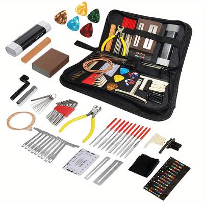 TEMU 72pcs Guitar Tool Kit, Professional Guitar Repairing Maintenance Tool Kit With Guitar Strings Picks Pins Gauge Guitar Accessories Gift For Acoustic Guitar Electric Guitar Ukulele Bass Banjo