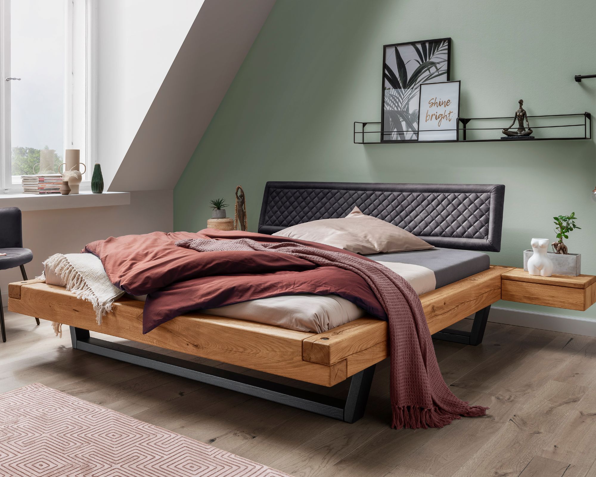 Massivholz »Vancouver 11« Schwebebalkenbett anthrazit 180x220 cm Image