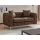 Divano 2 posti Chesterfield in microfibra aspetto pelle invecchiata marrone - EDWINA