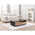 TavoLino con 1 anta, 1 cassetto e 3 nicchie in MDF Naturale e Nero - YASMELIA