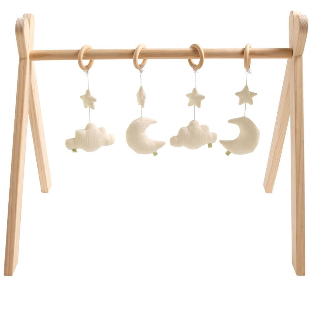 Arco didattico in legno con 4 giocattoli