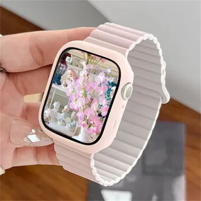 Korea Baby Rosa Nette Weiche Silikon Sport Band Für iwatch 10 9 7 8 SE Mädchen Strap Für Apple Uhr Image