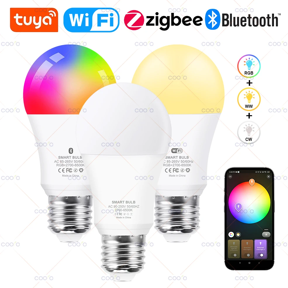 Tuya E27 Zigbee LED-Lampen WiFi Bluetooth Smart LED-Lampe 15W 18W Glühbirne Fernbedienung Funktioniert mit Amazon Alexa Google Yandex Image