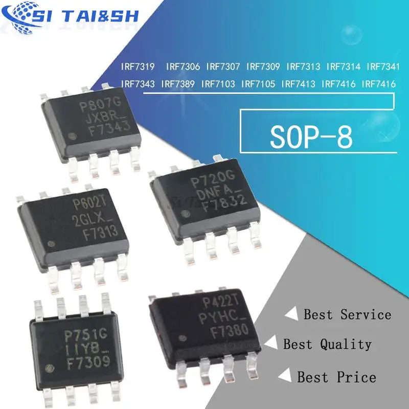 10 Stück irf7319 f7319 sop irf7306 irf7307 irf7309 irf7313 irf7314 irf7341 irf7343 irf7389 irf7103 irf7105 irf7413 irf7416 irf7416 Image