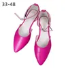 2025, Neuheiten, formelle Schuhe für Damen, spitze Spitzenabdeckung, flache Sandalen mit Schnallenriemen, Rosenrot, Blau, OL-Schuhe, Größe 47, 46