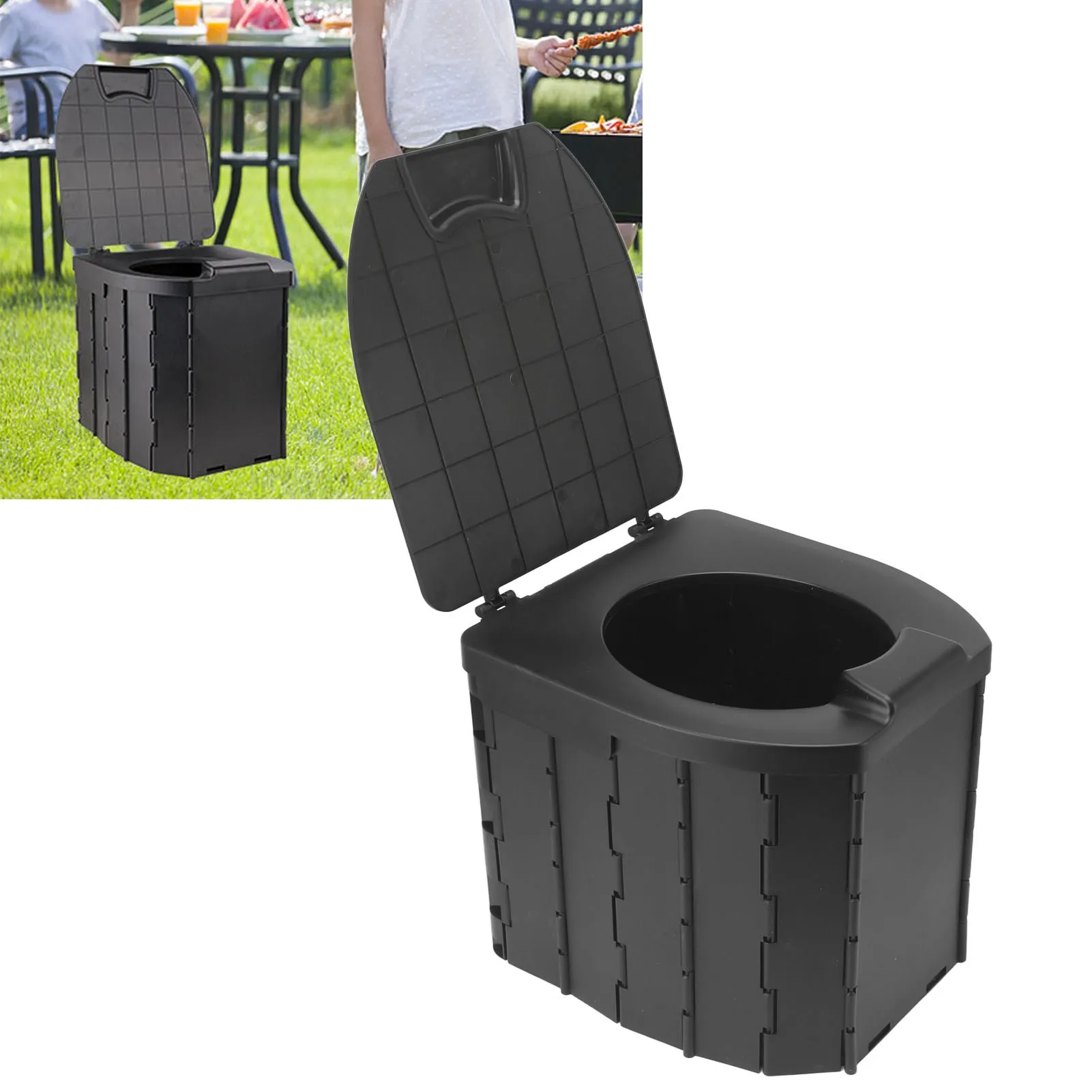 Faltbarer Toilettensitz-Müllsack für den Außenbereich, hervorragende Tragfähigkeit, Reise-Camping-Toilette, tragbares Töpfchen mit Deckel für Kinder und Erwachsene