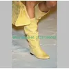 Lady Flats Hellgelbes Design Wildleder Design Kniestiefel Schuhe Runway Neu Kommen Tägliche Wadenstiefel Sexy Punk T Show Kleid Stiefel